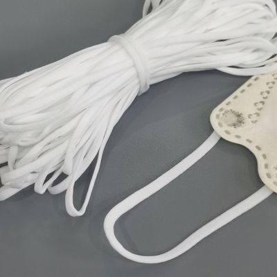 Mặt nạ Spandex Polyester Vòng tai đàn hồi Vòng tai phẳng màu trắng 3,5mm